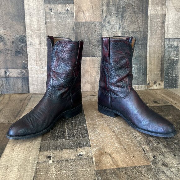 Lucchese Classics P0374 Black Cherry Roper Western Cowboy Boots Mens 10.5 EE - Picture 9 of 12